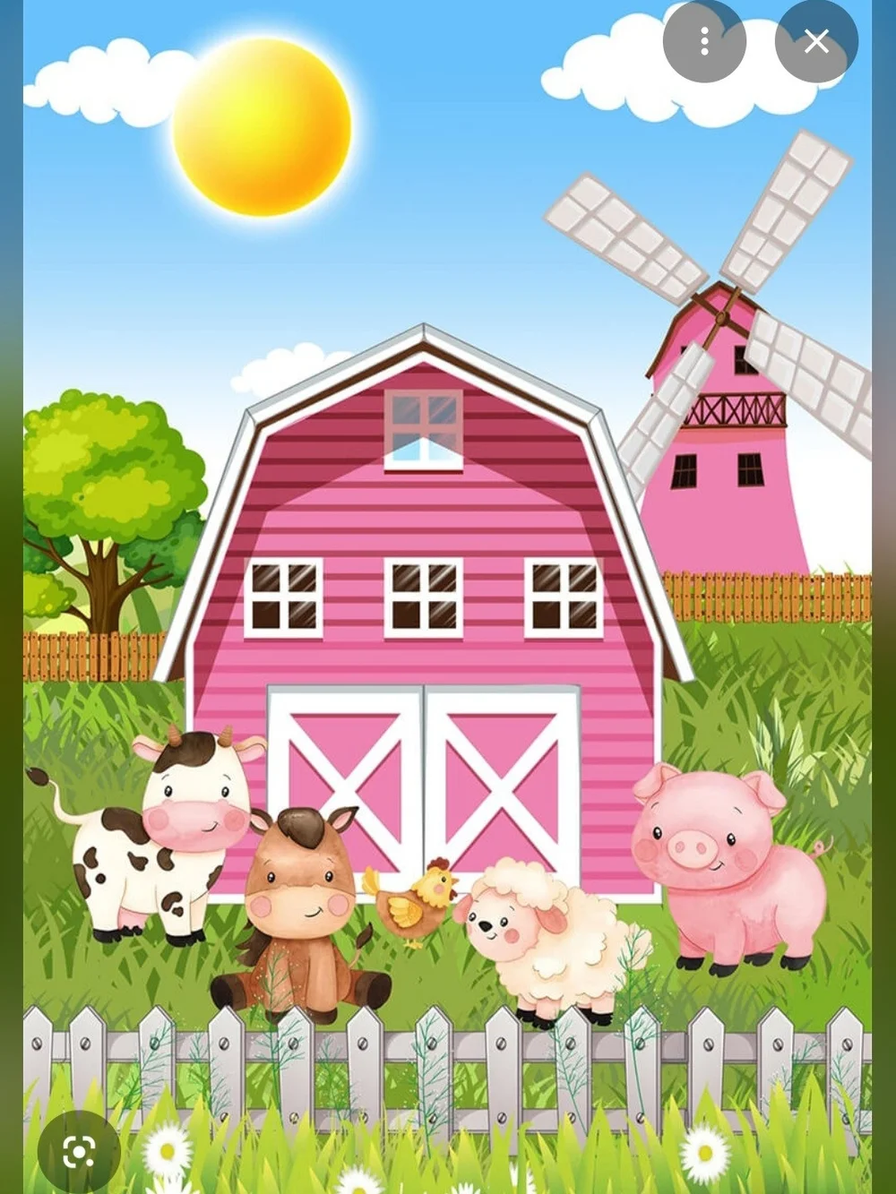 Pink Farm Animal Party Plates - Barn Design